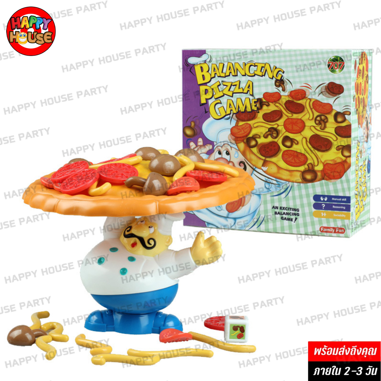 เกมวางหน้าพิซซ่า PIZZA BALANCING พร้อมวัตถุดิบจำลองและลูกเต๋าสุ่ม