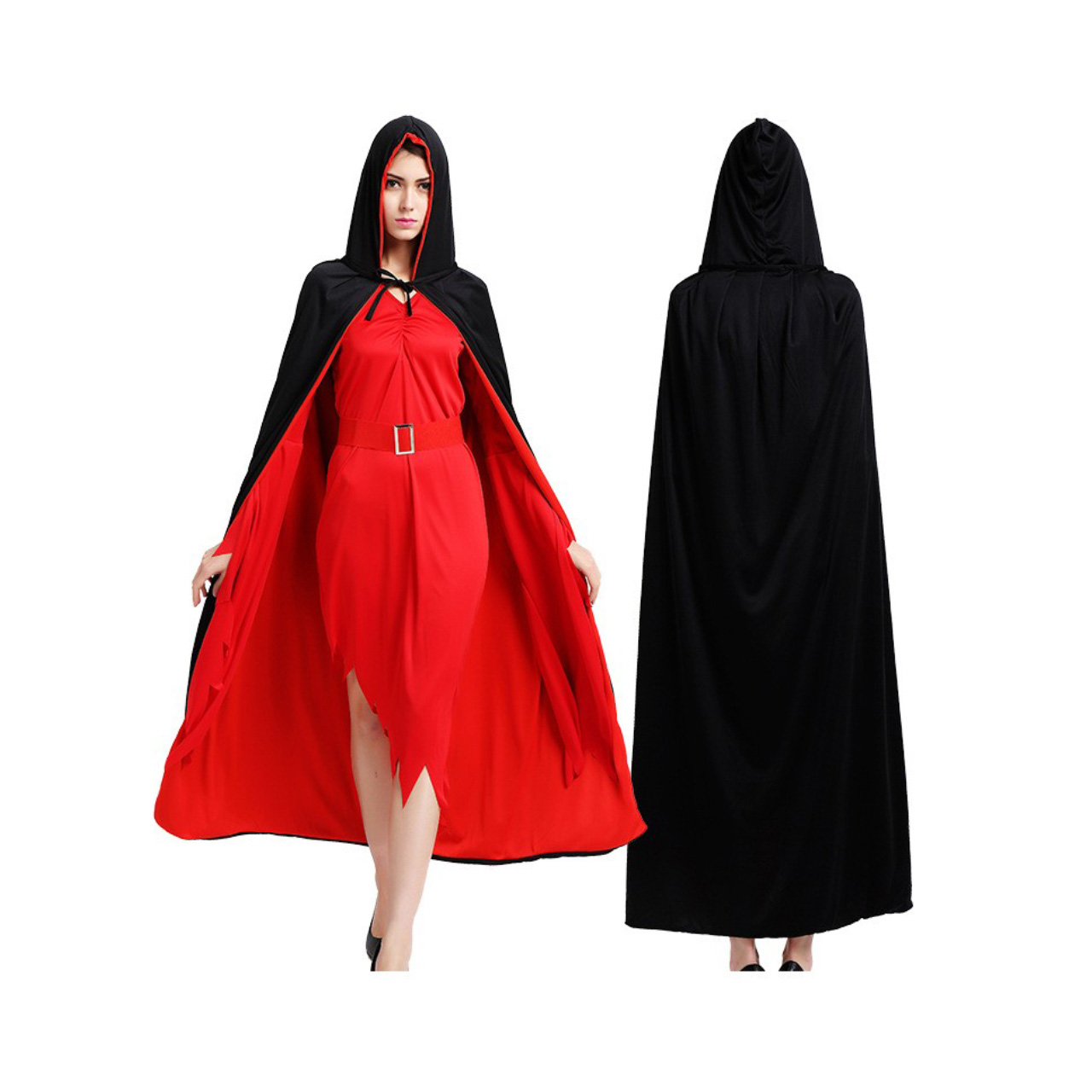 ชุดแฟนซี ผ้าคลุม ผู้หญิง สีดำและสีแดง ขนาด 170 CM