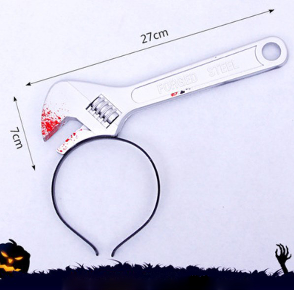  เครื่องแต่งกาย ที่คาดผม ประแจเหล็กเปื้อนเลือด ติดหัว ฮาโลวีน
