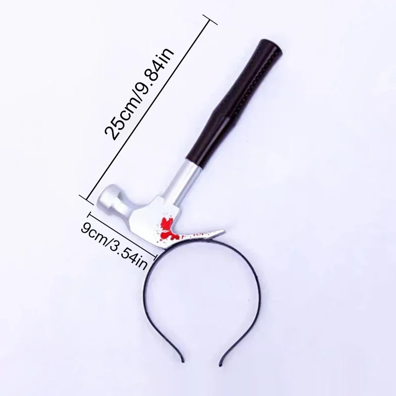 เครื่องแต่งกาย ที่คาดผม ค้อนเหล็กเปื้อนเลือด ติดหัว ฮาโลวีน