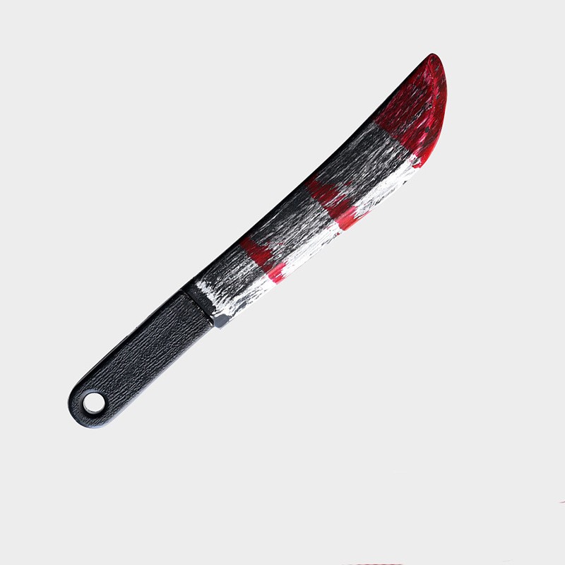 เครื่องแต่งกาย มีดหั่นผลไม้ปลอม พลาสติก สีเงิน เปื้อนเลือด