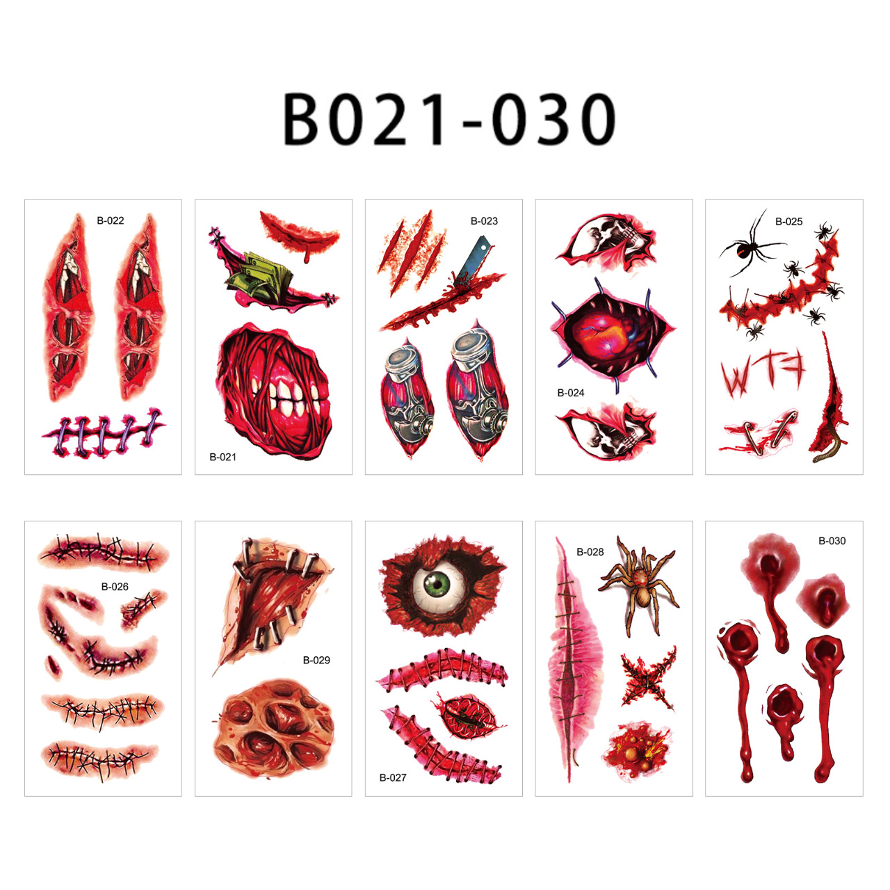 TATTOOS แทททู สติกเกอร์รอยสัก ชั่วคราว ลาย ฮาโลวีน B021