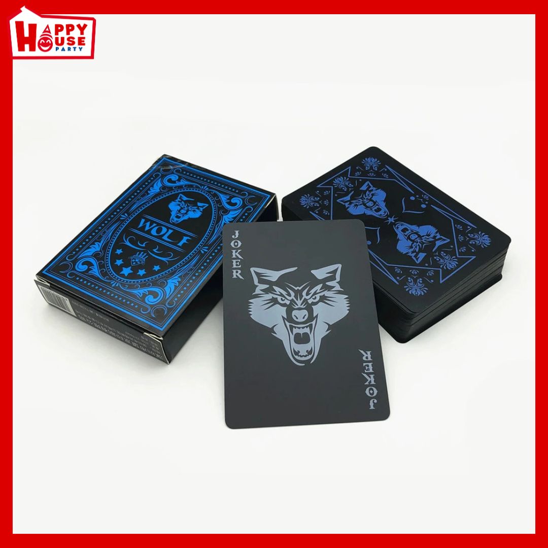 การ์ดเกม สำรับไพ่ Poker WOLF Blue สีน้ำเงิน ลายหมาป่า PVC