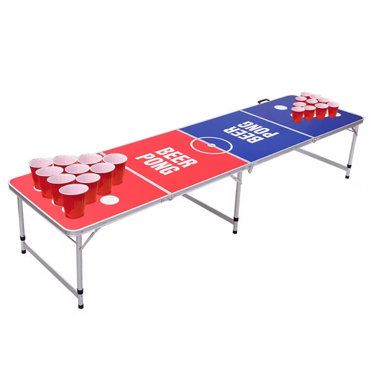 BEER PONG TABLE โต๊ะเบียร์ปองอลูมิเนียมลาย BEER PONG สีแดง-น้ำเงิน NO.3