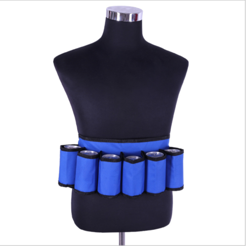 เข็มขัดสะพาย ใส่กระป๋องเครื่องดื่ม แบบพกพา 6 ช่อง (BLUE)