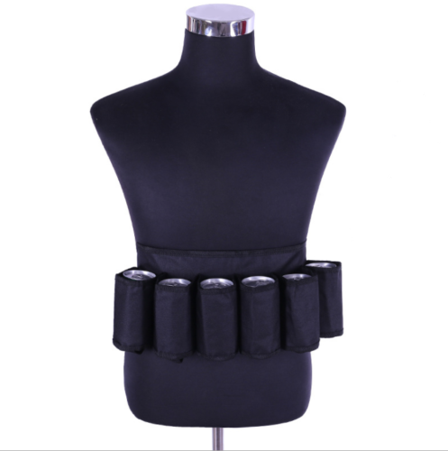 เข็มขัดสะพาย ใส่กระป๋องเครื่องดื่ม แบบพกพา 6 ช่อง (BLACK)