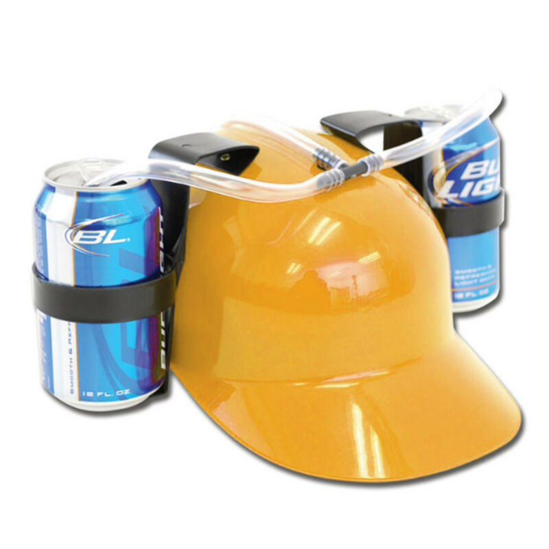 หมวกแก๊ปพลาสติก ใส่กระป๋องเบียร์ 2 ช่อง สีเหลือง Drinking Hat party 2 slot (Yellow)