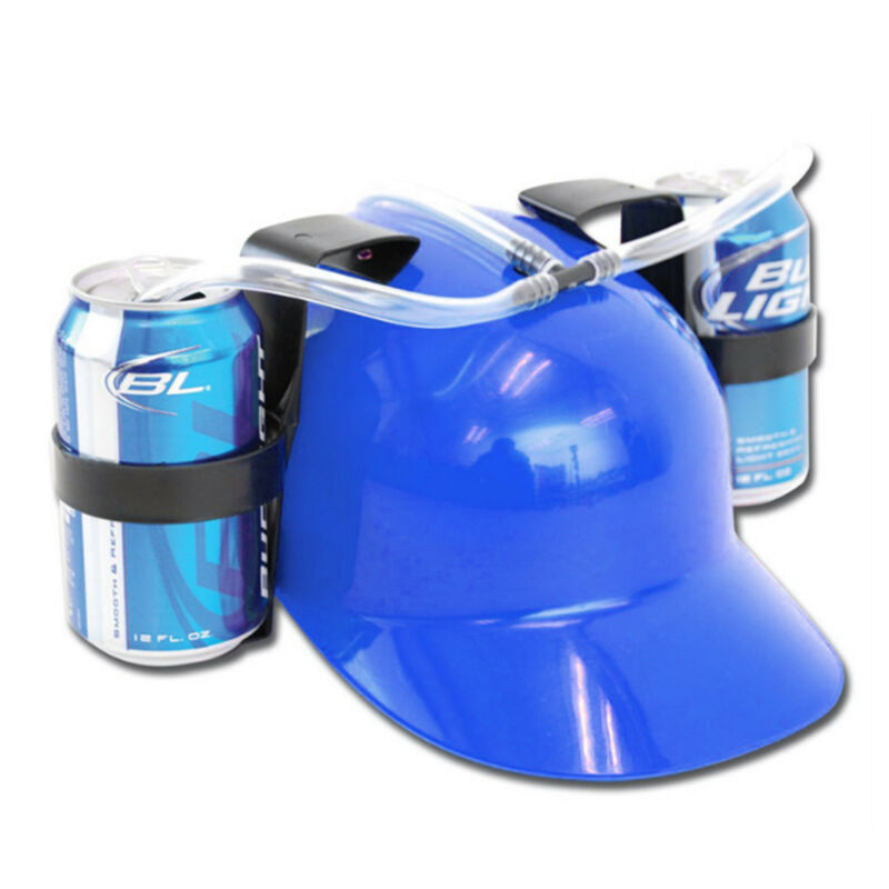 หมวกแก๊ปพลาสติก ใส่กระป๋องเบียร์ 2 ช่อง สีน้ำเงิน Drinking Hat party 2 slot (Blue)