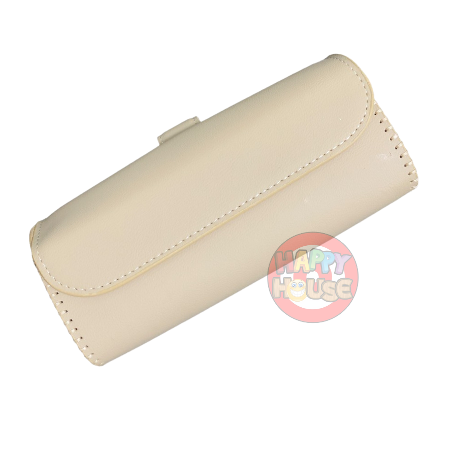 กล่องแว่นรถยนต์ลายแบบหนัง เล็ก สีครีม