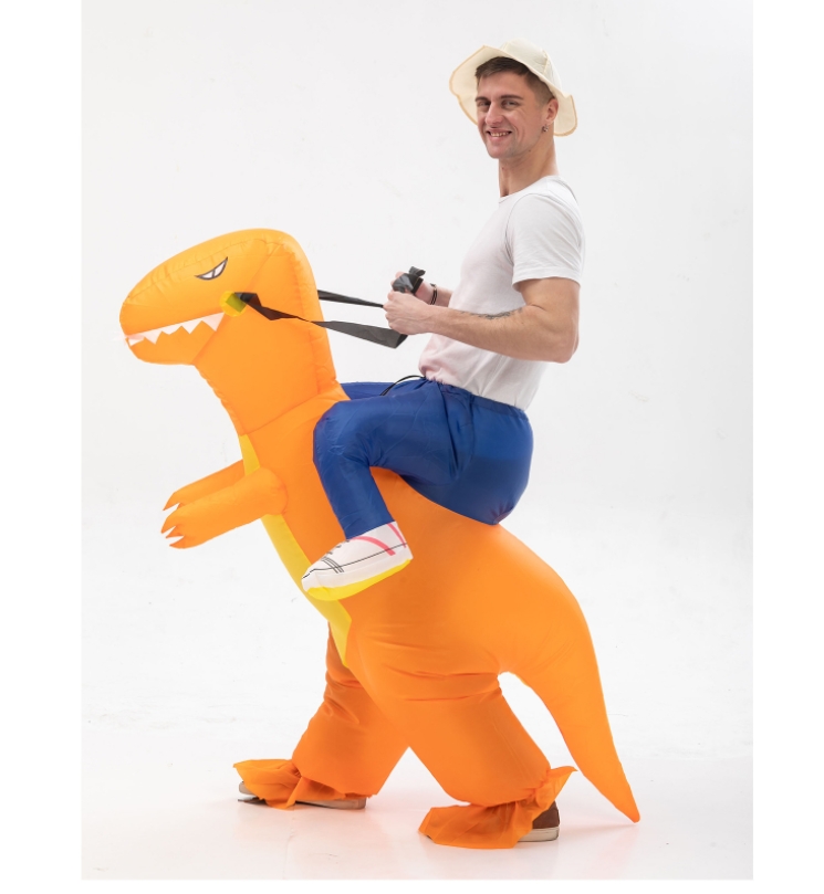 ชุดเป่าลม ชุดแฟนซี คนขี่ไดโนเสาร์ สีส้ม