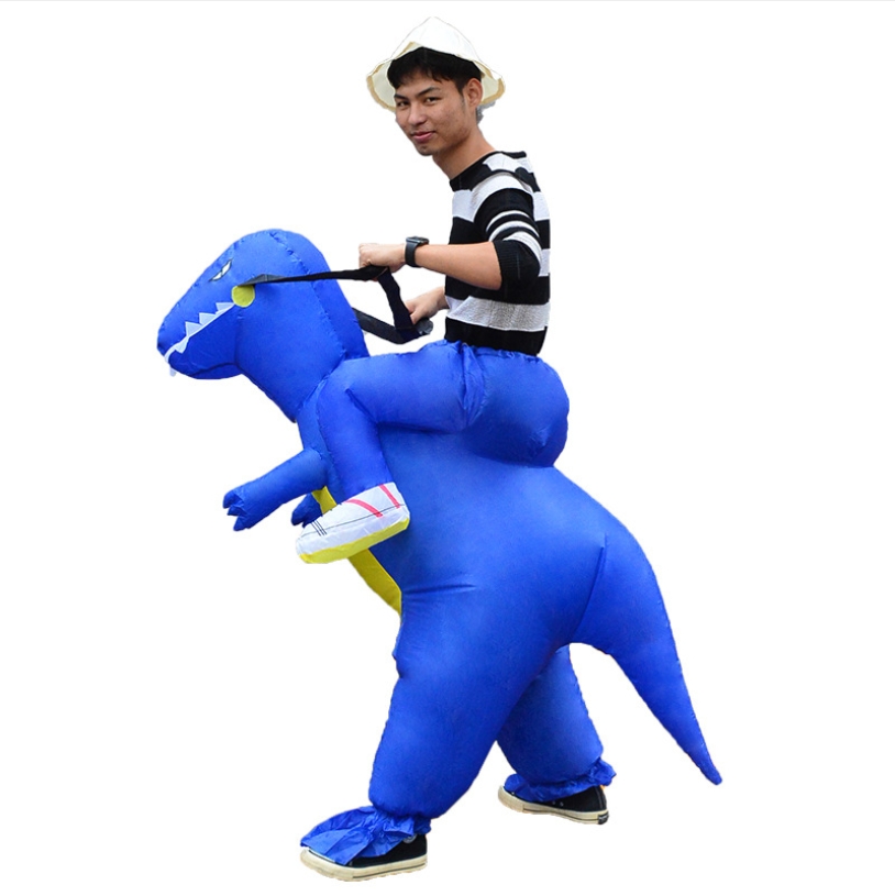ชุดเป่าลม ชุดแฟนซี คนขี่ไดโนเสาร์ สีน้ำเงิน