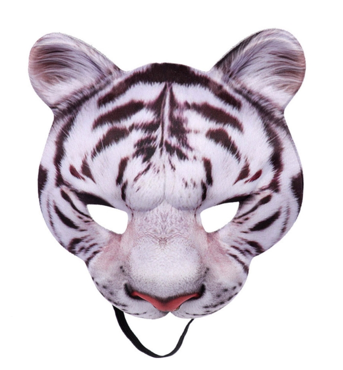 หน้ากากแฟนซีครึ่งหน้า ลายหน้าสัตว์ เสือขาว