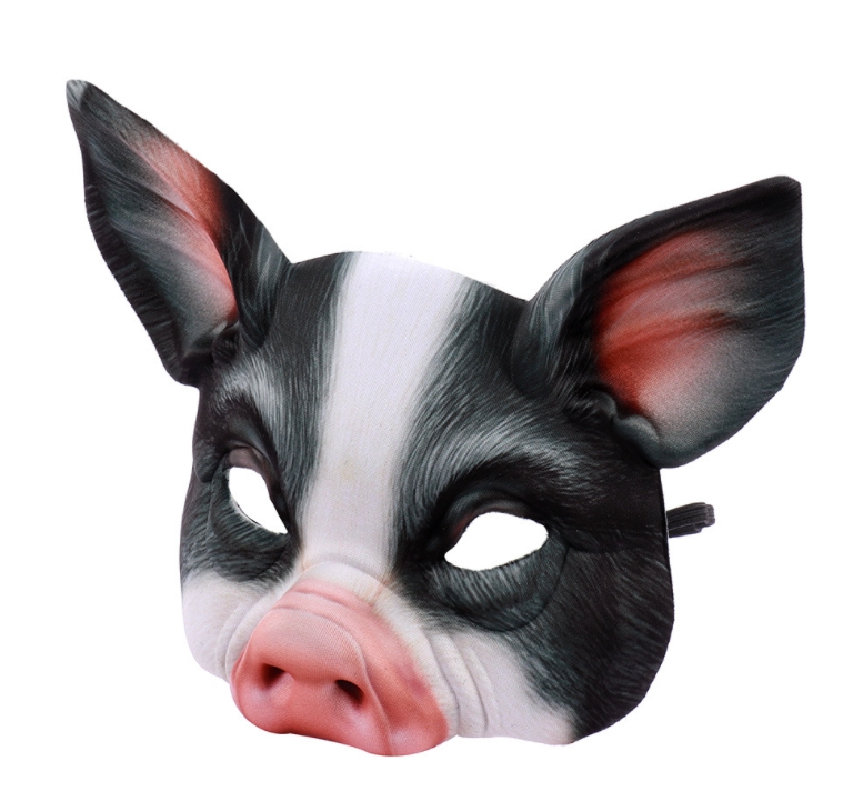หน้ากากแฟนซีครึ่งหน้า ลายหน้าสัตว์ หมูสีดำ