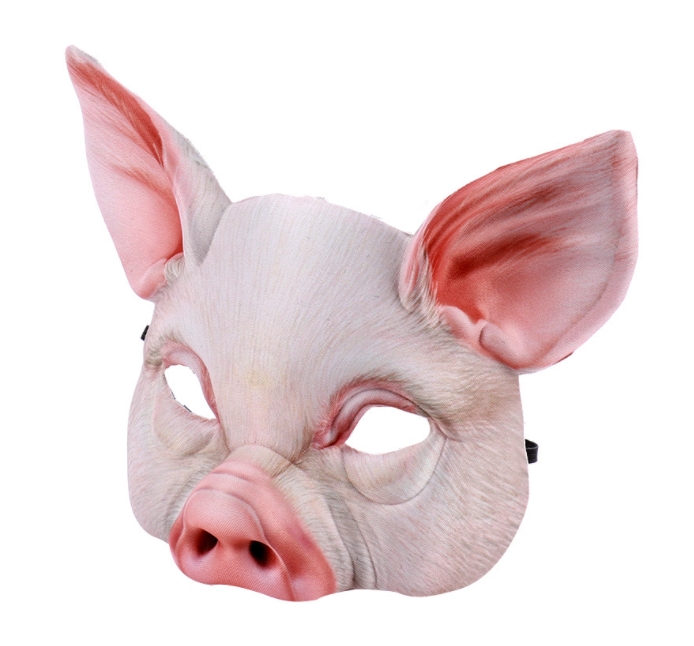 หน้ากากแฟนซีครึ่งหน้า ลายหน้าสัตว์ หมูสีขาว