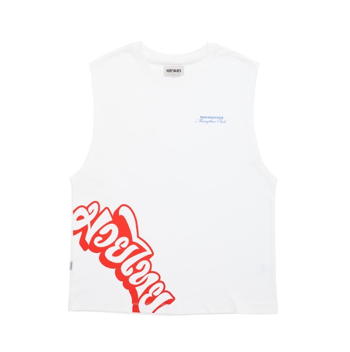 MAHANAKHON MUAY THAI CLUB OVERSIZED SLEEVELESS WHITE - M