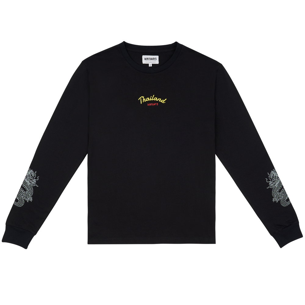MAHANAKHON DRAGON 2 LONG SLEEVE T-SHIRT BLACK - M