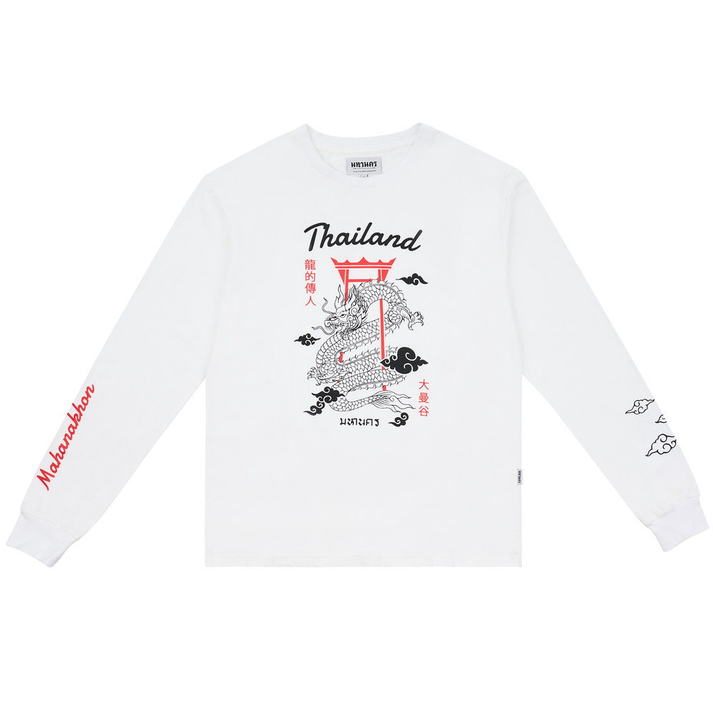MAHANAKHON DRAGON 2 LONG SLEEVE T-SHIRT WHITE - XL
