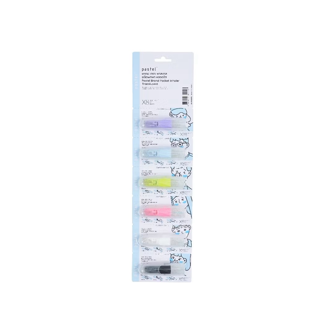 pastel pocket inhaler translucent ยาดมชนิดพกพา กลิ่นยูคาลิปตัสx10 (แบบแผง 6 ชิ้น)